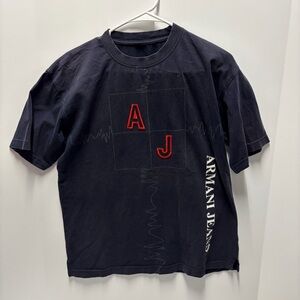 Armani Jeans Navy Tee with Red and White Accents